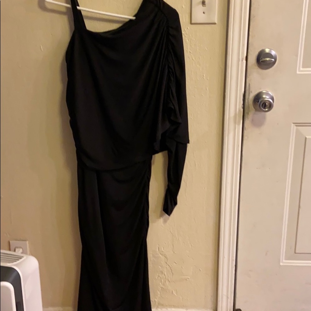 Long black cocktail dress